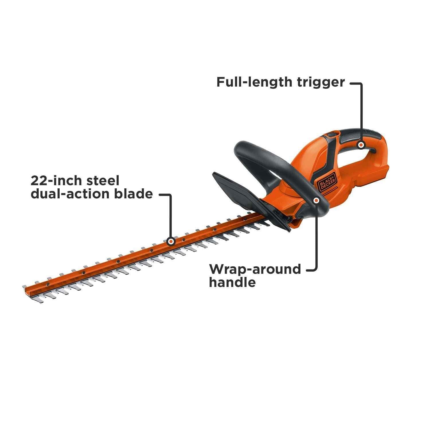 BLACK+DECKER 20V MAX* Lithium 22-inch Cordless Hedge Trimmer - Battery and Charger Not Included, (LHT2220B)