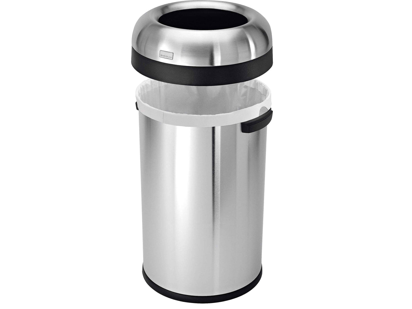simplehuman 80 Liter / 21.1 Gallon Bullet Open Top Trash Can, Commercial Grade Heavy Gauge Brushed Stainless Steel