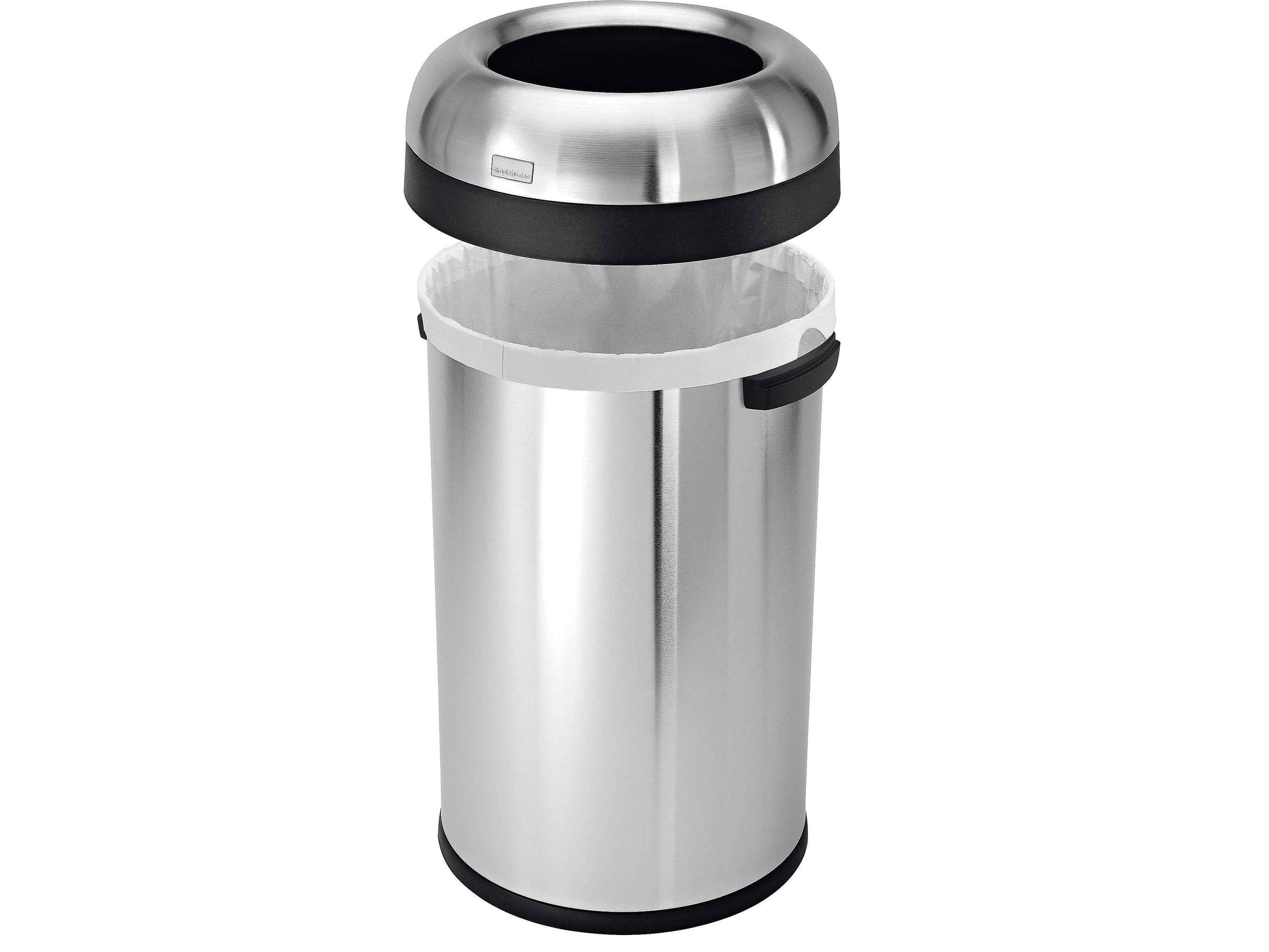 simplehuman 80 Liter / 21.1 Gallon Bullet Open Top Trash Can, Commercial Grade Heavy Gauge Brushed Stainless Steel