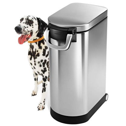 simplehuman 35 Liter X-Large Pet Food Storage Container, Brushed Stainless Steel for Dog Food, Cat Food, and Bird Feed