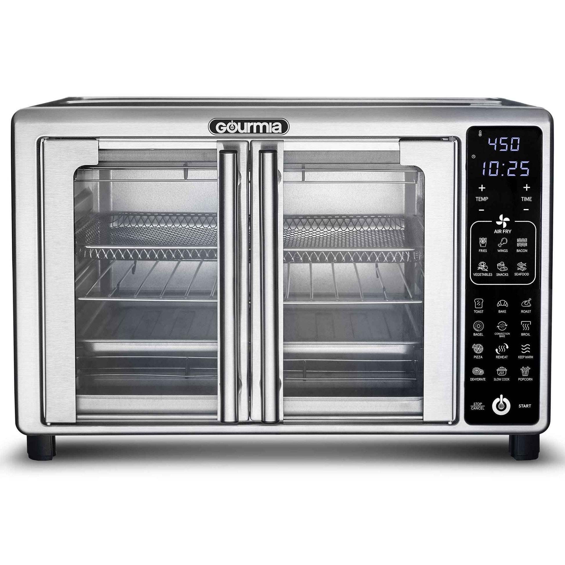 Gourmia French Door 6-Slice Digital Toaster Oven Air Fryer, 19 One-Touch Presets, 24L, Stainless Steel