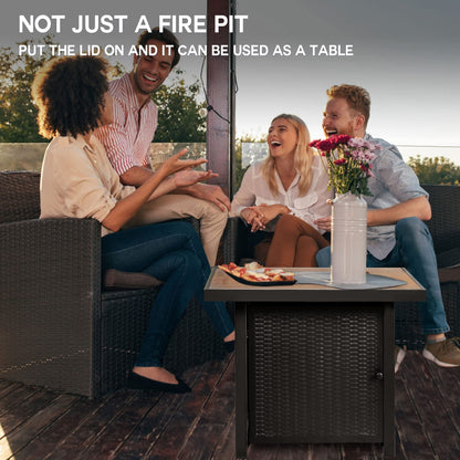 BALI OUTDOORS Propane Gas Fire Pit Table with Lid for Outside Backyard, Patio 50000 BTU 30 inch - Home OXO