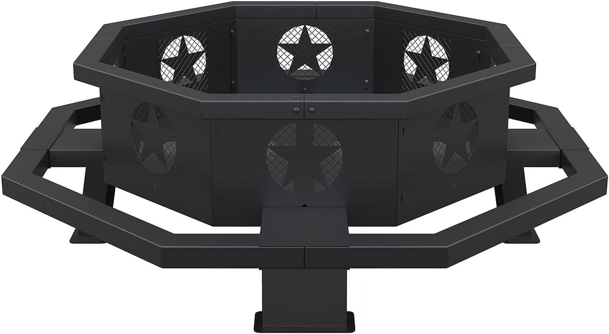 43 inch Fire Pit, Outdoor Wood Burning Fire Pit Octagonal Heavy Duty Firepit for Camping, Backyard, Patio, Black - Home OXO