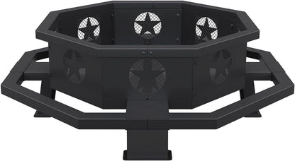43 inch Fire Pit, Outdoor Wood Burning Fire Pit Octagonal Heavy Duty Firepit for Camping, Backyard, Patio, Black - Home OXO