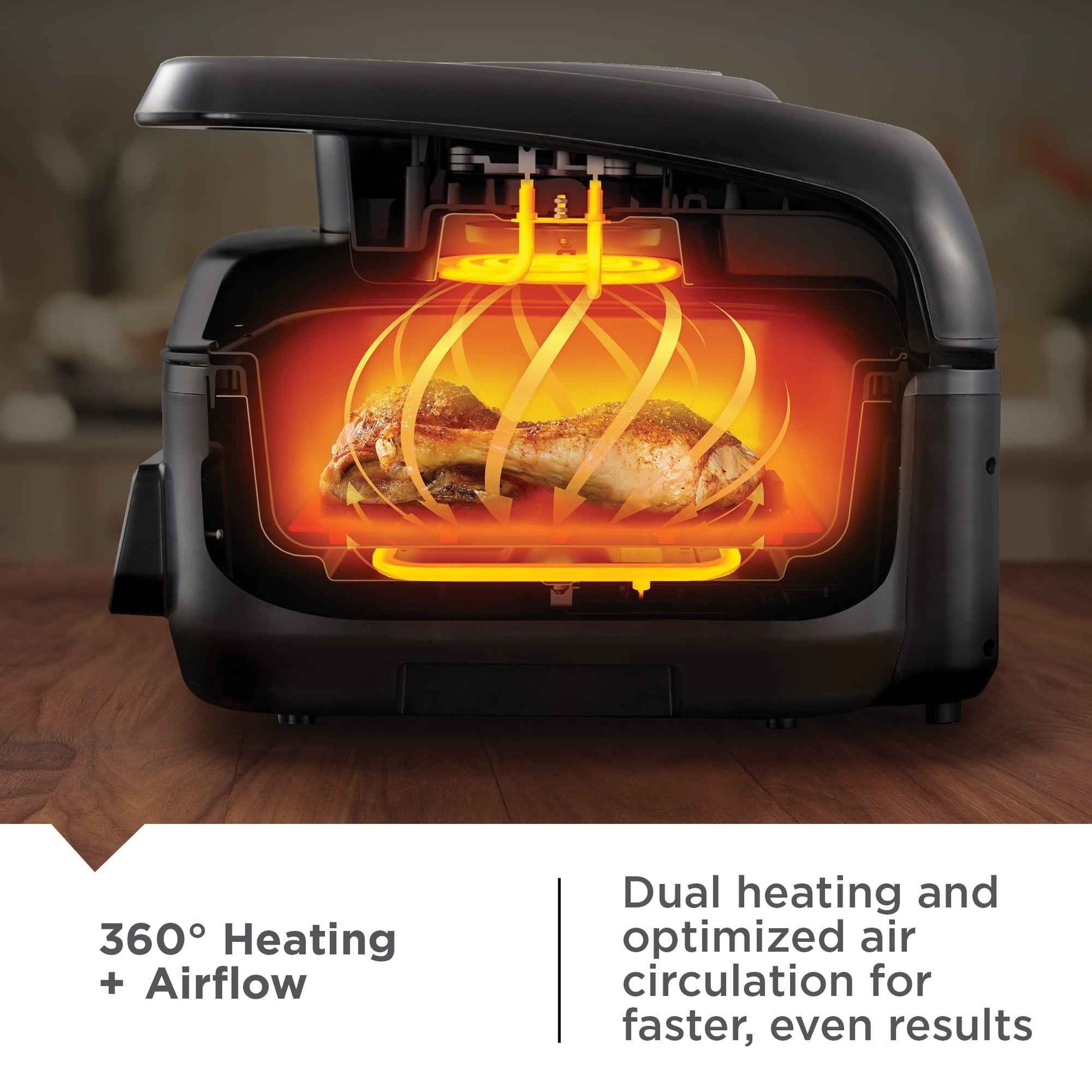 George Foreman 7-Serving 6 Qt Electric Indoor Grill and Air Fryer, 7-in-1 Functionality, Black