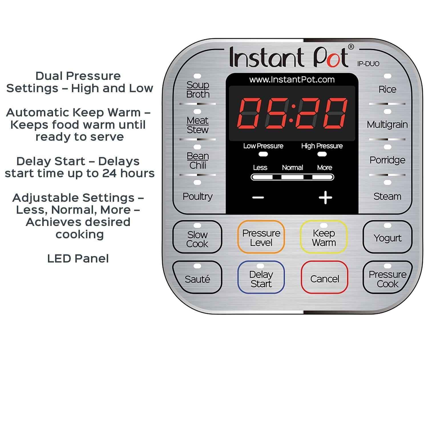 Instant Pot Duo 6-Quart 7-in-1 Electric Pressure Cooker, Slow Cooker, Rice Cooker, Steamer, Sauté, Yogurt Maker, Warmer & Sterilizer, Includes App With Over 800 Recipes, Stainless Steel