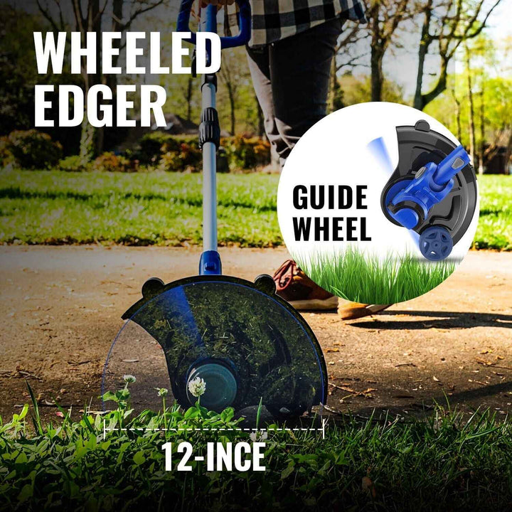 WILD BADGER POWER 20V Weed Wacker, Leaf Blower, Wheeled Edger Kit Electric with 2 * 2Ah Battery & Charger, String Trimmer, Lightweight, Adjustable Telescopic Shaft, Fast-Charging