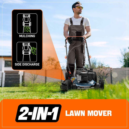 SENIX Gas Lawn Mower 21in Cutting Blade 22in Cutting Deck, 140cc 4-Cycle Made in USA Briggs & Stratton Engine, 2-In-1 Mulch & Side Discharge Push Mower, 6-Height Adjustment, 11" Rear Wheels, LSPG-M6