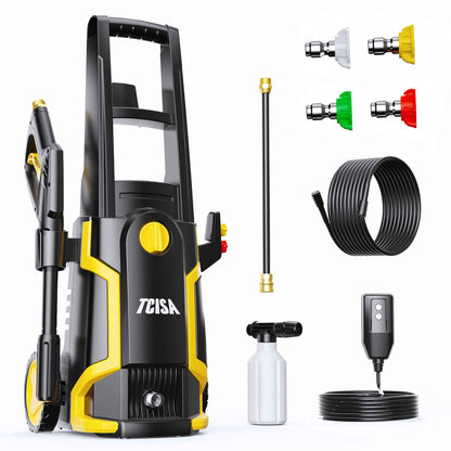 TCISA 3500 PSI Electric Pressure Washer,Max 2 GPM Power Washer with 35FT Power Cord 20FT Hose 4 Nozzles Soap Cannon for Car Garden Yard Hom