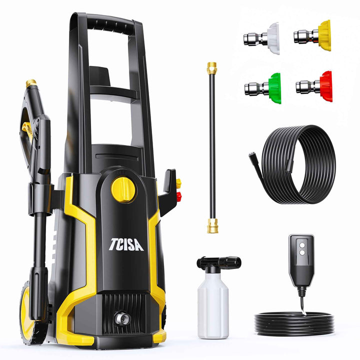 TCISA 3500 PSI Electric Pressure Washer,Max 2 GPM Power Washer with 35FT Power Cord 20FT Hose 4 Nozzles Soap Cannon for Car Garden Yard Hom
