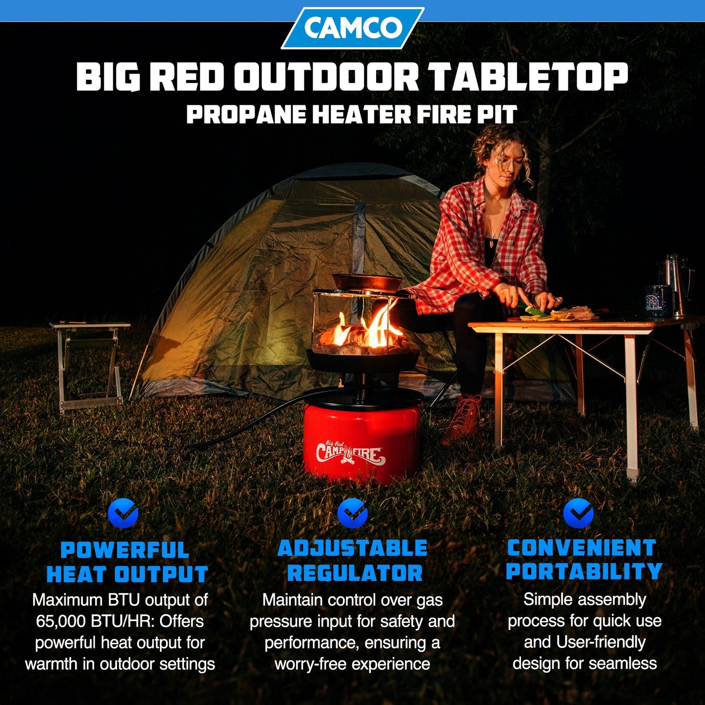 Camco Big Red Outdoor Portable Tabletop Propane Heater Fire Pit, 13.25 Inch - Home OXO