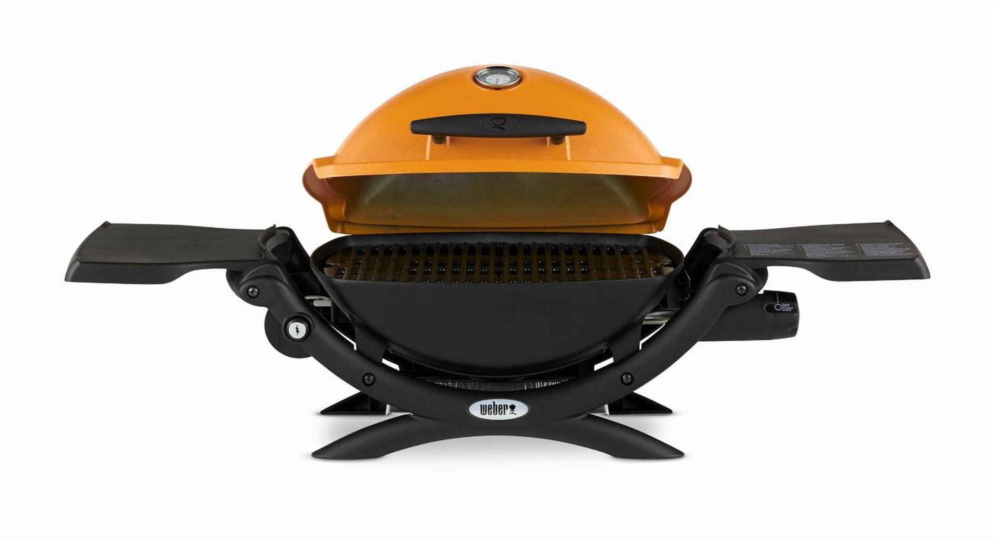 Weber Q 1200 Portable Single Burner Propane Gas Grill, Orange