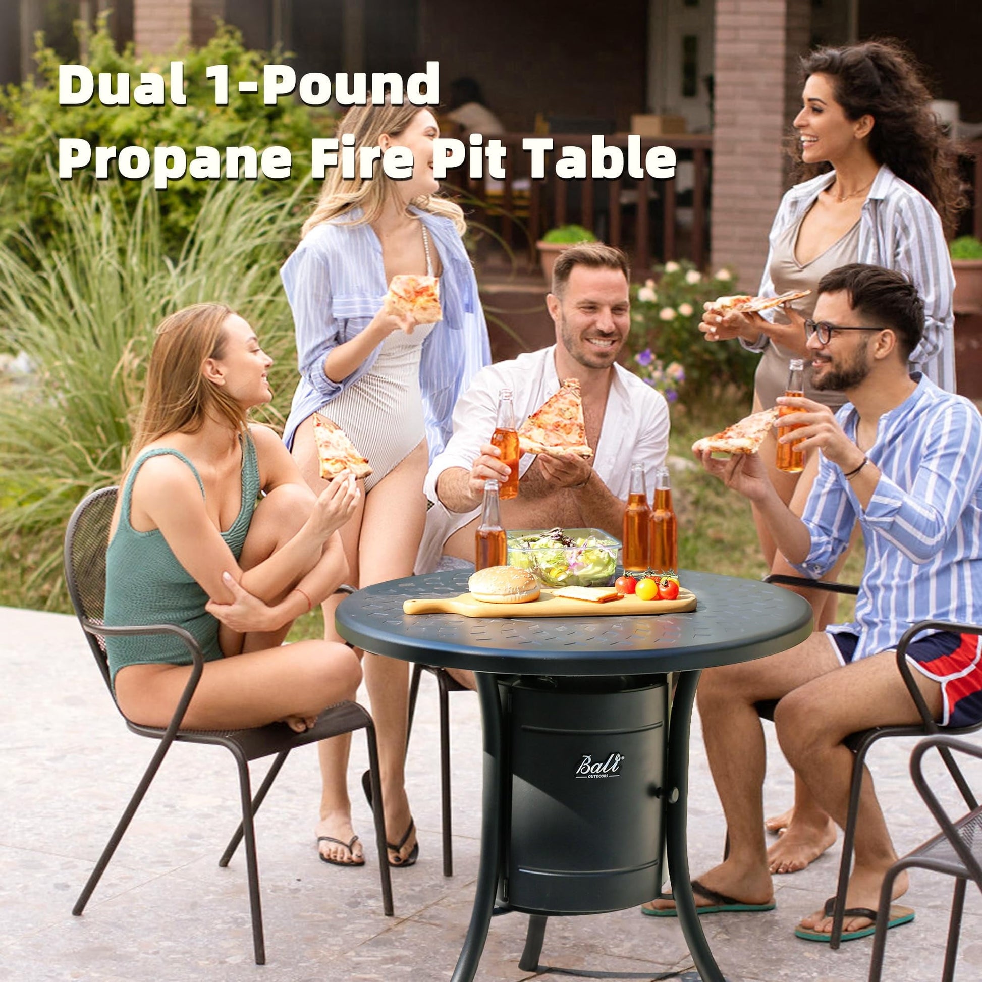 BALI OUTDOORS Dual 1-Pound Propane Fire Pit Table for Outside Patio, 26Inch Black - Home OXO