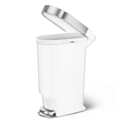 simplehuman 40 Liter / 10.6 Gallon Slim Kitchen Step Trash Can with Liner Rim, White Plastic - Home OXO