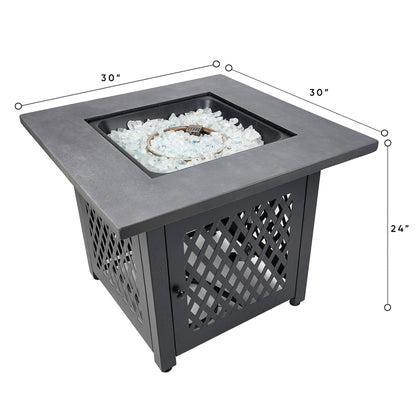 Endless Summer Charles 30 Inch Square Outdoor UV Printed LP Gas Fire Pit Table - Home OXO