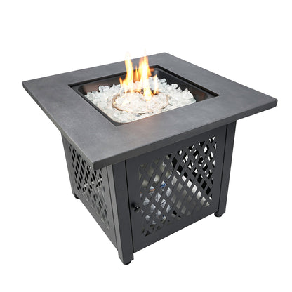 Endless Summer Charles 30 Inch Square Outdoor UV Printed LP Gas Fire Pit Table - Home OXO