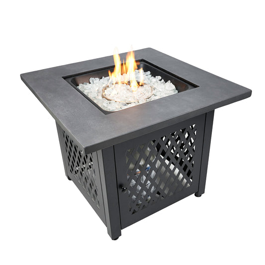 Endless Summer Charles 30 Inch Square Outdoor UV Printed LP Gas Fire Pit Table - Home OXO