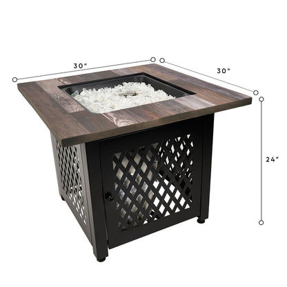 Endless Summer Nate 30 Inch Square Outdoor UV Printed LP Gas Fire Pit Table - Home OXO