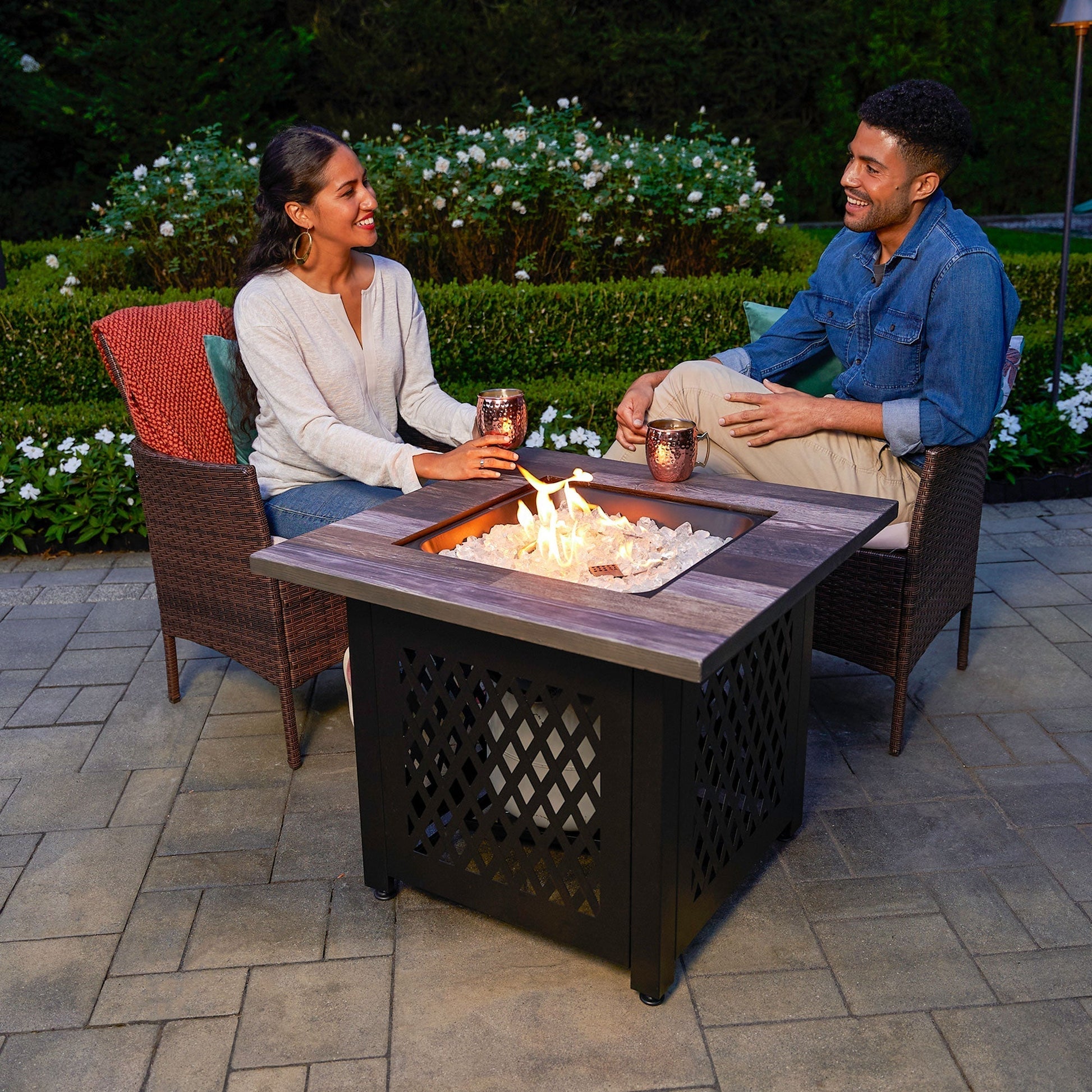 Endless Summer Nate 30 Inch Square Outdoor UV Printed LP Gas Fire Pit Table - Home OXO