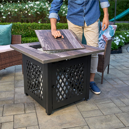 Endless Summer Nate 30 Inch Square Outdoor UV Printed LP Gas Fire Pit Table - Home OXO