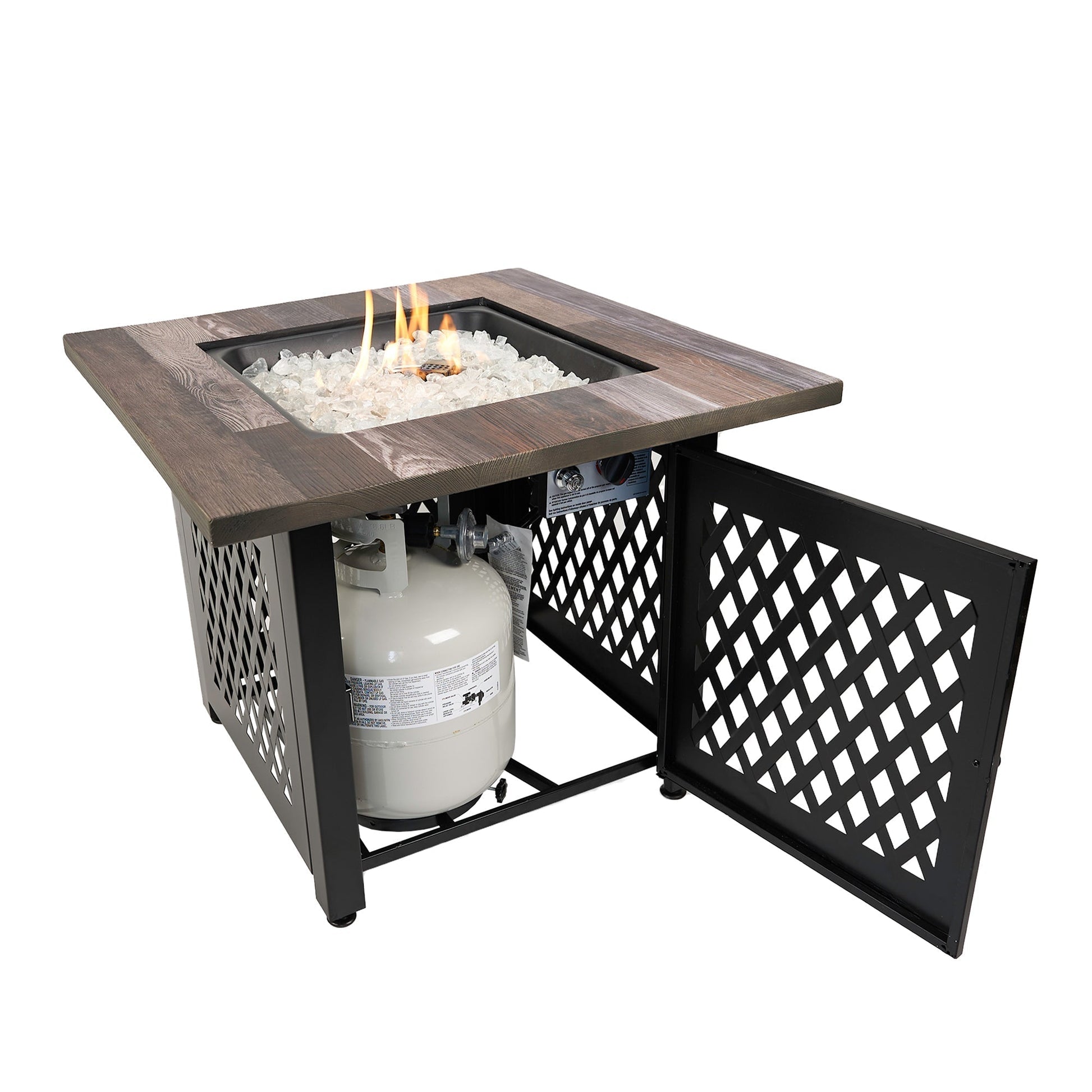 Endless Summer Nate 30 Inch Square Outdoor UV Printed LP Gas Fire Pit Table - Home OXO