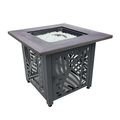 Endless Summer Lindsey 30 Inch Square Outdoor UV Printed LP Gas Fire Pit Table - Home OXO