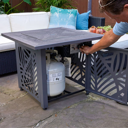 Endless Summer Lindsey 30 Inch Square Outdoor UV Printed LP Gas Fire Pit Table - Home OXO