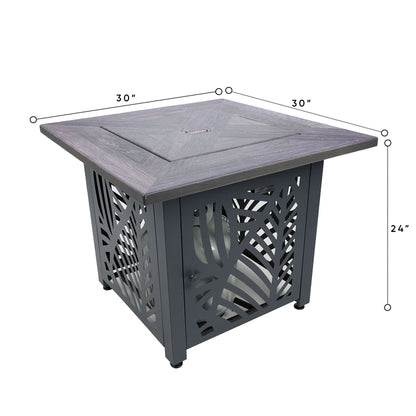 Endless Summer Lindsey 30 Inch Square Outdoor UV Printed LP Gas Fire Pit Table - Home OXO