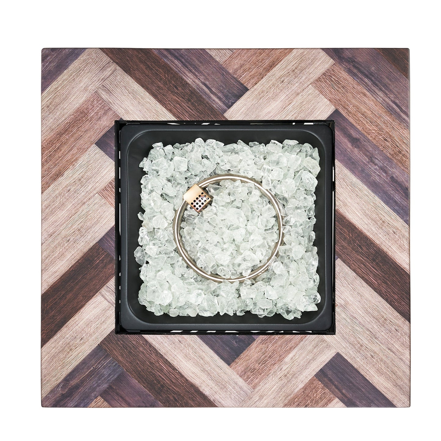 Endless Summer Darby 30 Inch Square Outdoor UV Printed LP Gas Fire Pit Table - Home OXO