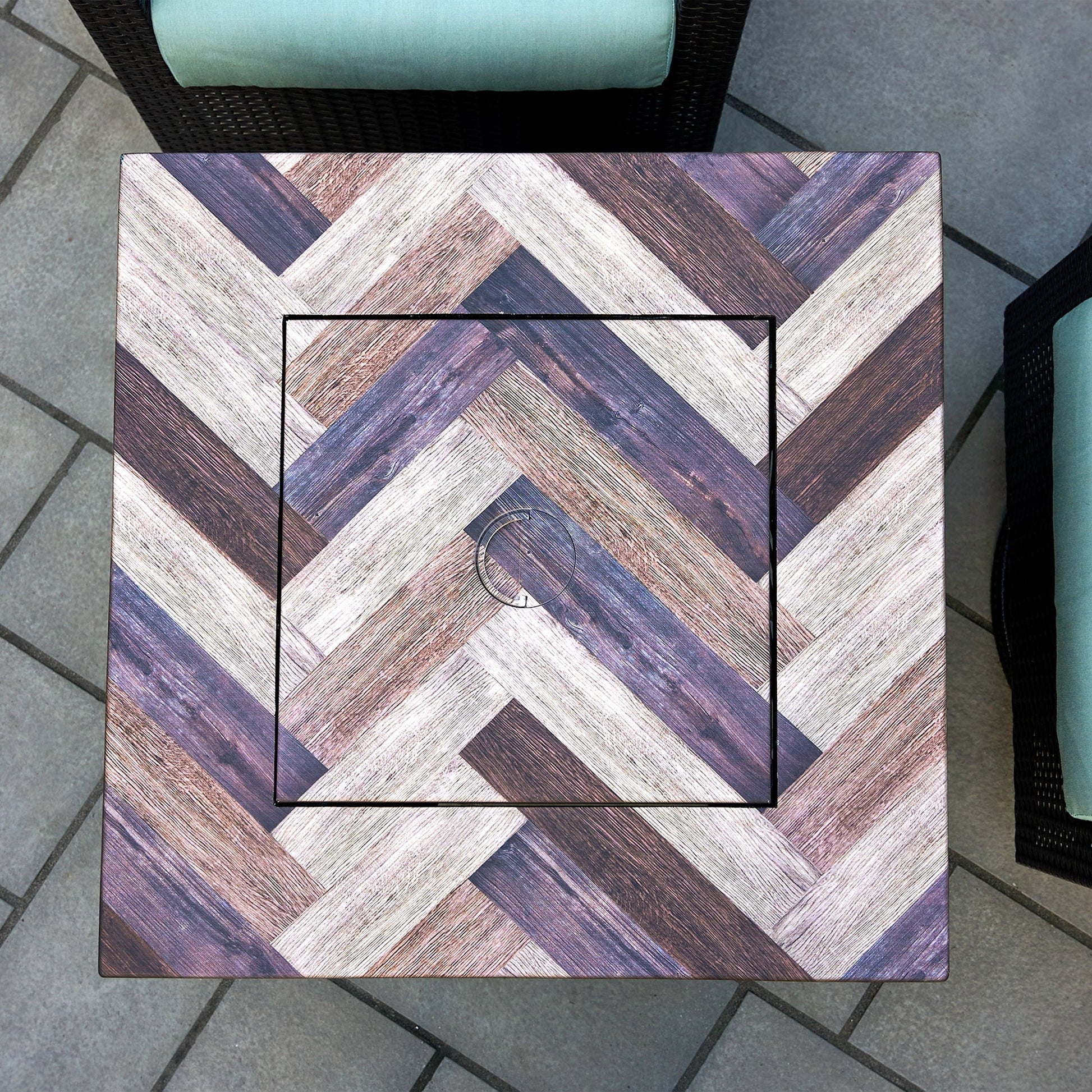 Endless Summer Darby 30 Inch Square Outdoor UV Printed LP Gas Fire Pit Table - Home OXO