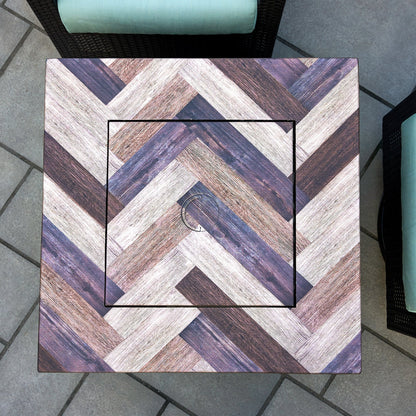 Endless Summer Darby 30 Inch Square Outdoor UV Printed LP Gas Fire Pit Table - Home OXO