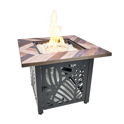 Endless Summer Darby 30 Inch Square Outdoor UV Printed LP Gas Fire Pit Table - Home OXO