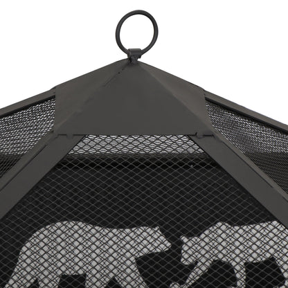 SuperDeal Patio Yard Fire Pits Wood Burning Outdoor Fireplace W/Rain Cover & Poker - Home OXO