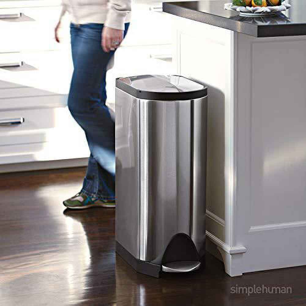 simplehuman Butterfly Step Trash Can Fingerprint-Proof Stainless Steel 12 Gallon (CW1897)