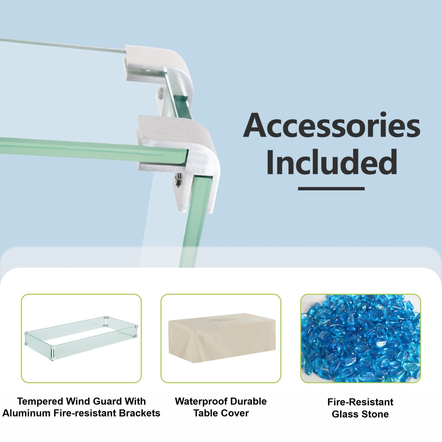 Evita 42" Propane Fire Pit Table for Outdoor 50,000 BTU Gas Fire Pits with Lid ,Glass stone,Tank Cover - Home OXO