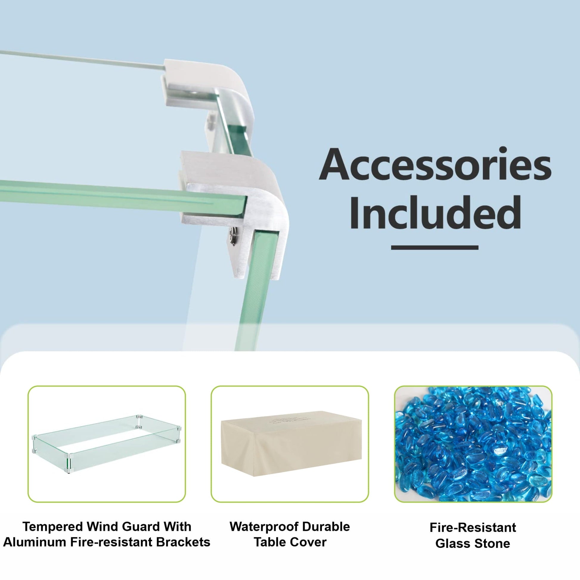 Evita 42" Propane Fire Pit Table for Outdoor 50,000 BTU Gas Fire Pits with Lid ,Glass stone,Tank Cover - Home OXO