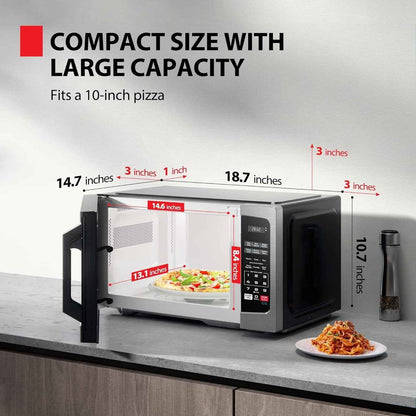 TOSHIBA 0.9 Cu Ft Microwave Oven, 6 Auto Menus, Mute Function, Child Lock, 900W, Stainless Steel