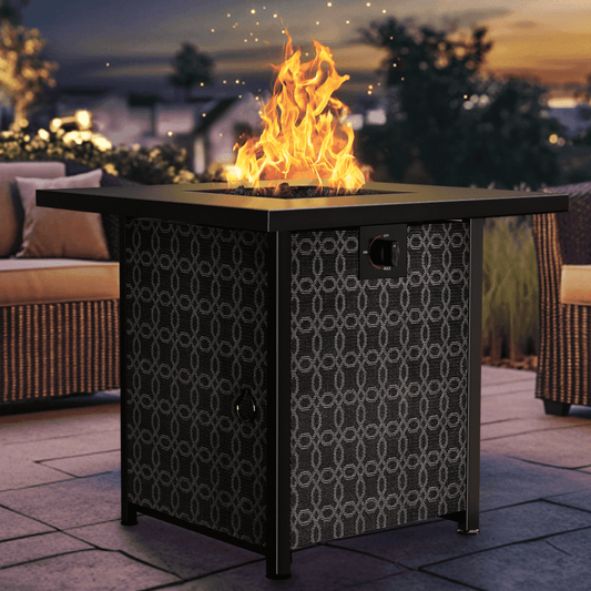 Philergo 28" Propane Fire Pit, 50,000 BTU Square Gas Fire Pit Table for Patio Garden Party with Lava Rocks, Removable Lid, CSA-Certified - Home OXO