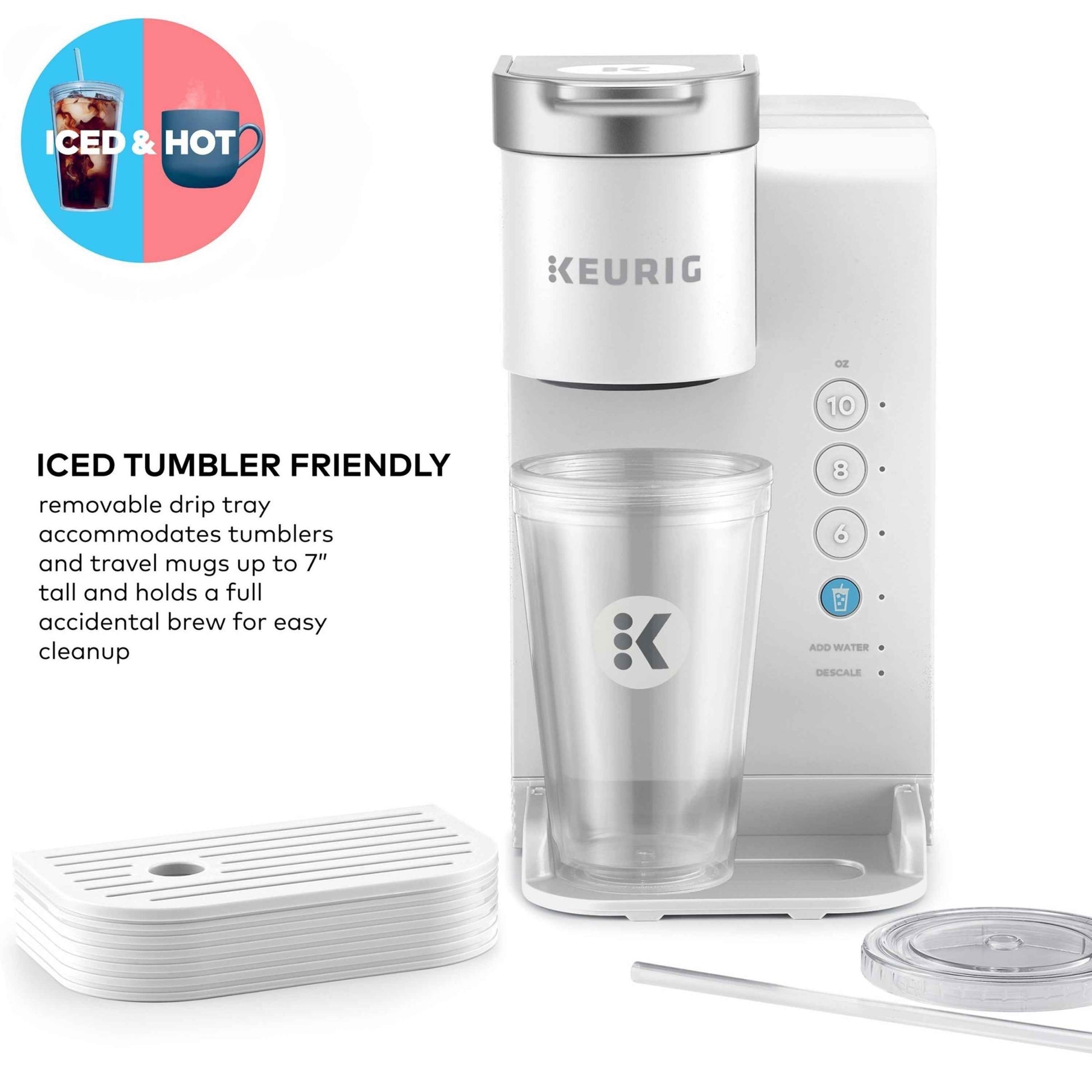 Keurig K-Iced Essentials Plus, Iced and Hot Single-Serve K-Cup Pod Coffee Maker, White