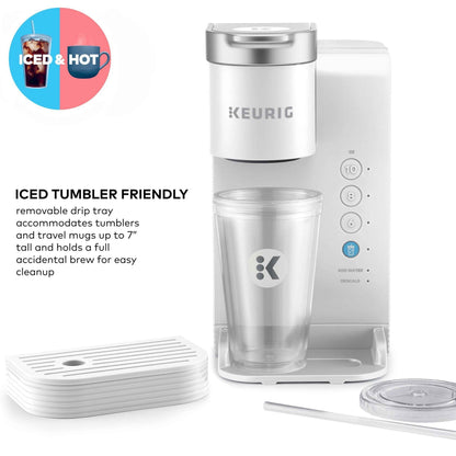 Keurig K-Iced Essentials Plus, Iced and Hot Single-Serve K-Cup Pod Coffee Maker, White