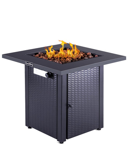 Legacy Heating 28" Square Wicker Propane Fire Pit Table - 50,000BTU, Lava Rock, ETL Certified - Patio, Deck, Backyard - Home OXO