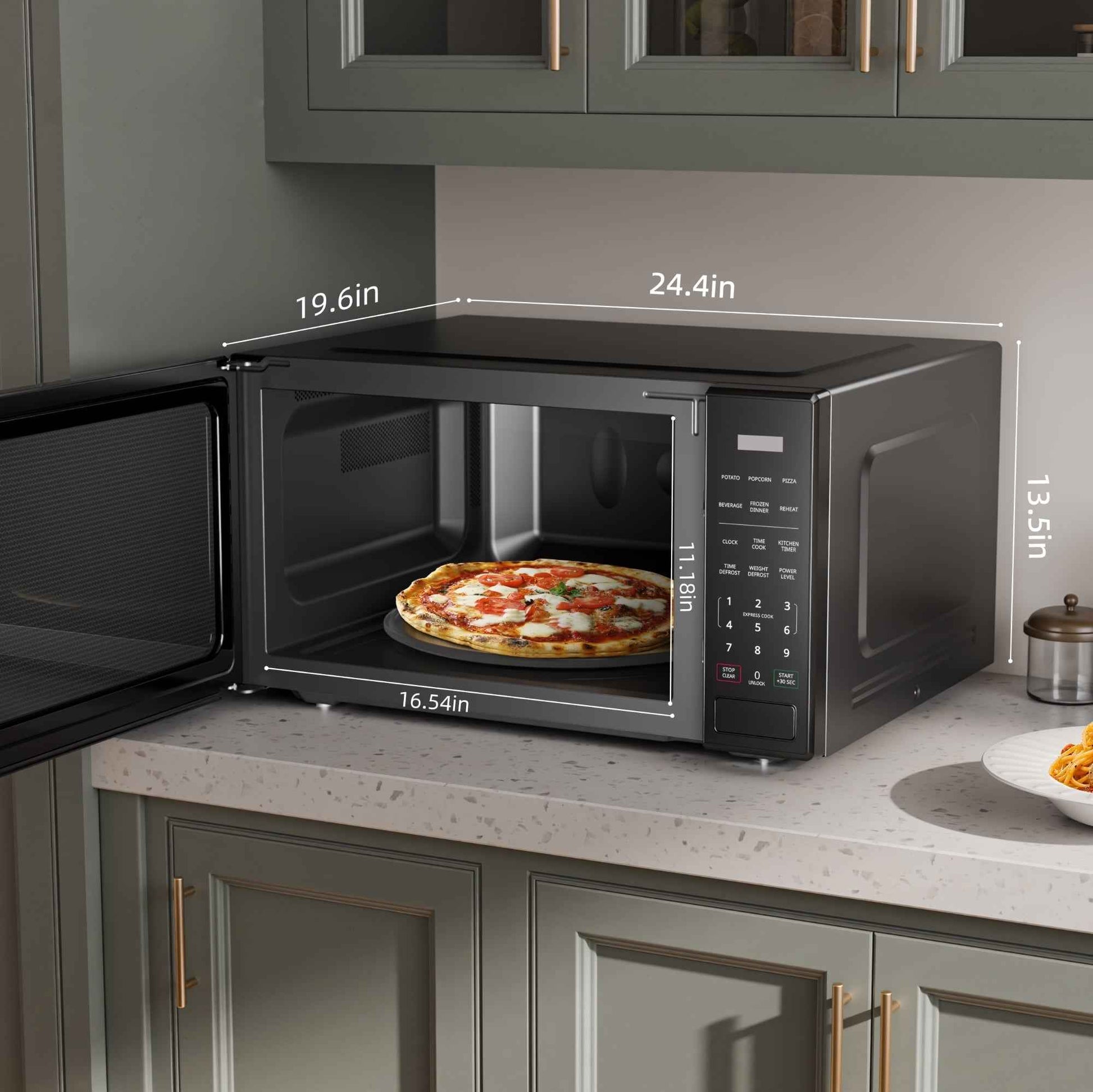 Mainstays 2.2 cu ft Countertop Microwave Oven, Black, New