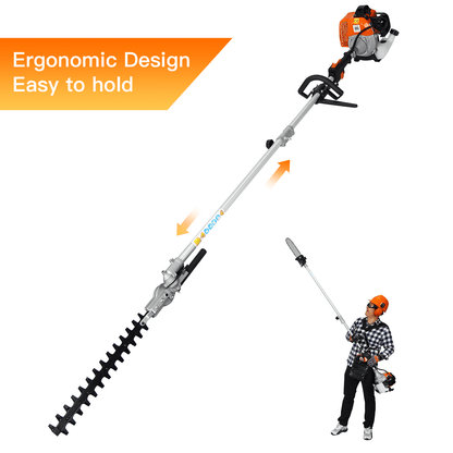 4 in 1 Weed Eater Grass Trimmer, Multi-Functional String Trimmer with Gas Pole Saw, Hedge Trimmer, Weed Trimmer, and Brush Cutter, Weed Eater for Patio Garden Lawn, 33CC 2-Cycle