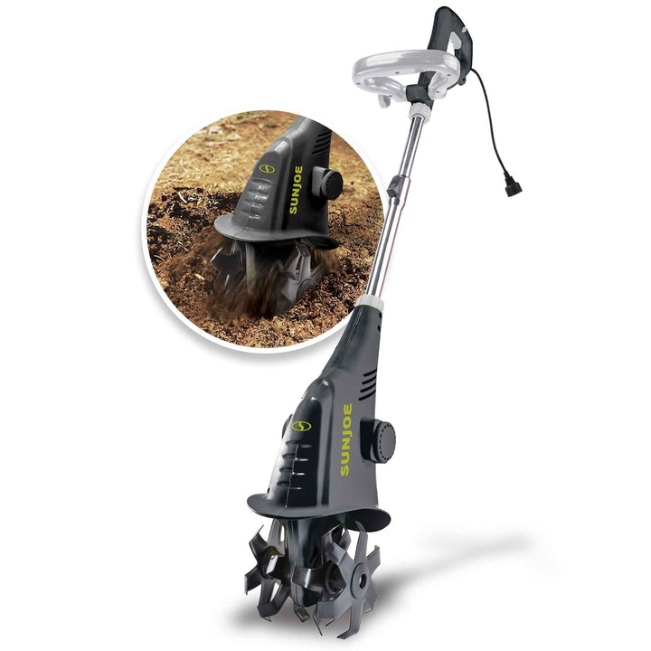 Sun Joe Electric Corded Garden Cultivator with 2.5 Amp Motor & Steel Blades, Green, TJ599E