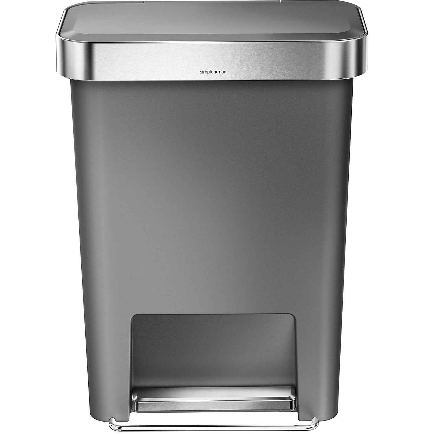 simplehuman 12 gal Plastic Rectangular Kitchen Trash Can with Liner Pocket, Grey