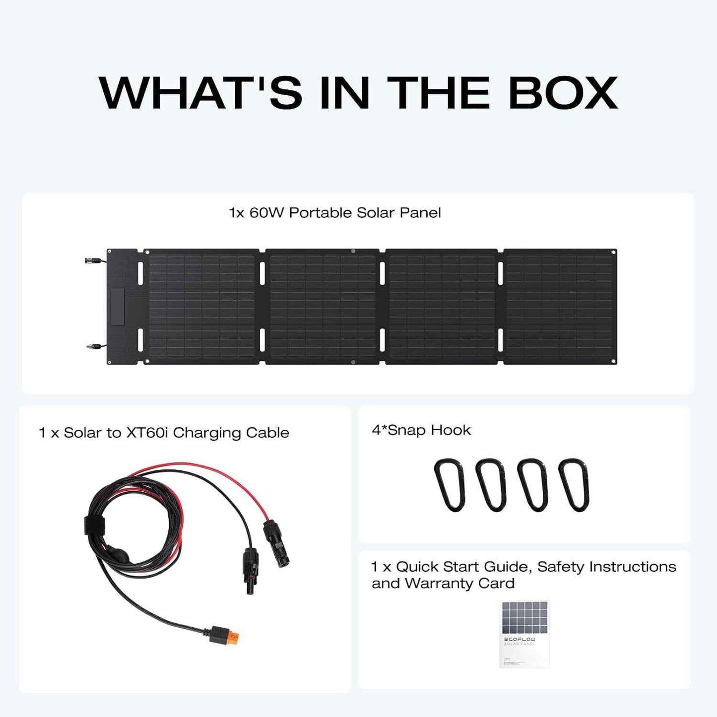 EF EcoFlow 60W Portable Solar Panel for Power Station, Foldable Solar Charger with Adjustable Kickstand, Waterproof IP67 for Outdoor Camping,RV,off Grid System