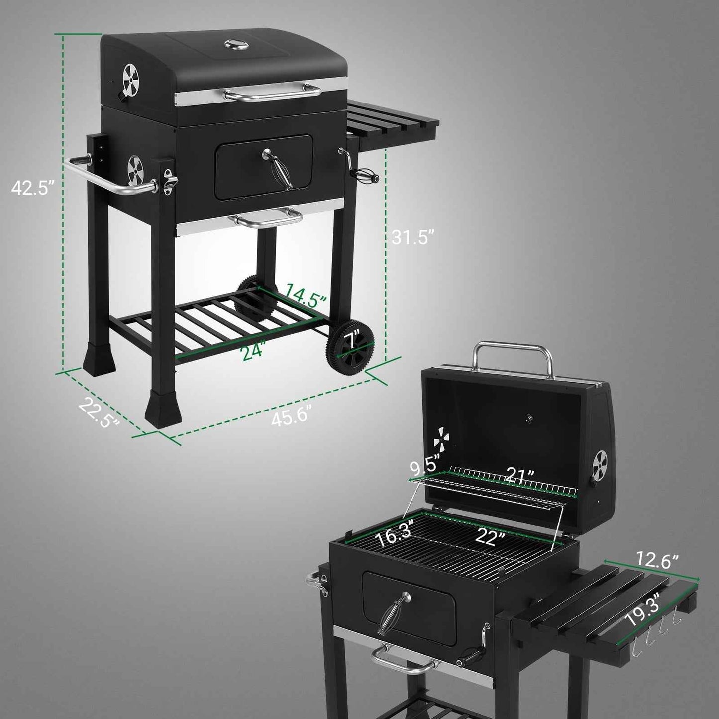 Ktaxon BBQ Grill Outdoor Charcoal Grill Smoker for Patio Backyard,Black