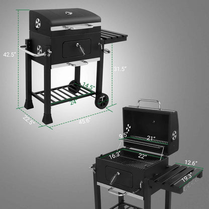 Ktaxon BBQ Grill Outdoor Charcoal Grill Smoker for Patio Backyard,Black