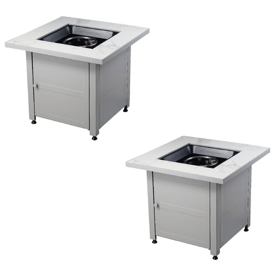 Endless Summer 30 inch Gas Fire Pit Table with Cover, Black Glass (2 Pack) - Home OXO