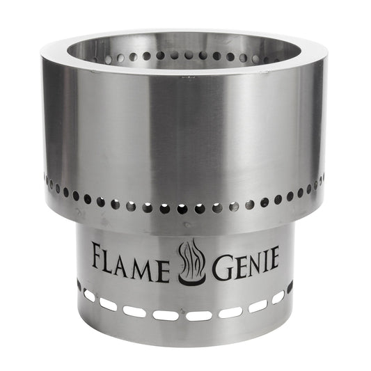 Flame Genie FG-16-SS 13.5 Inch Smoke Free Outdoor Fire Pit with Ash Pan, Steel - Home OXO